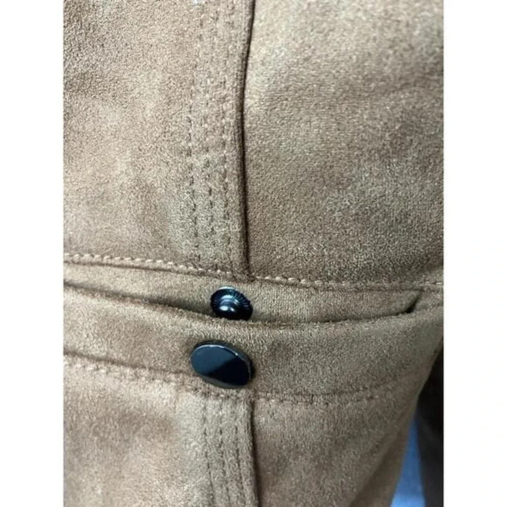 Haute Monde Faux Suede Moto Woman's Sz Large Brown Full Zip Jacket - Picture 5 of 9